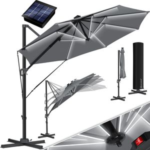 KESSER® Sonnenschirm Ampelschirm SUN Rund XL Ø330 cm Inkl. Abdeckung + Windsicherung 7-Fach Verstellbar Drehbar Neigbar Kippbar Groß 360° Drehbar Gartenschirm mit Kurbel Sonnenschutz UV50+ KESSER® Sonnenschirm Ampelschirm SUN Rund XL Ø330 cm Inkl. Abdeckung + Windsicherung 7-Fach Verstellbar Drehbar Neigbar Kippbar Groß 360° Drehbar Gartenschirm mit Kurbel Sonnenschutz UV50+