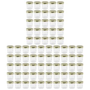 WELLGRO® Einmachgläser mit Schraubdeckel - 72 ml, 5,5 x 5,5 cm (ØxH), Glas / Metall, goldenefarbene Deckel, Gläser  Germany, verschiedene Mengen wählbar, Stückzahl:75 Stück