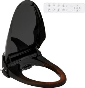 Puluomis WC-Sitze Toilettensitz mit Fernbedigung Elektrisch, Toilettendeckel Smart Automatisch D Form mit absenkautomatik schwarz