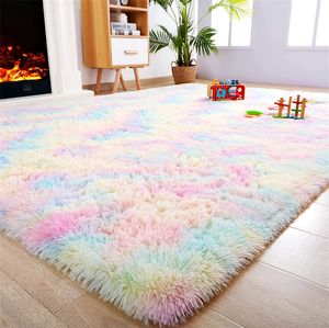 Soft Area Rug Schlafzimmer Shaggy Teppich Zottige Teppiche Flauschige Bunte Batik-Teppiche Carpet Neu Hellgrau 120 x 160 cm