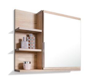 Badezimmer Spiegelschrank mit Ablagen, Badezimmerspiegel, Eiche Sonoma Spiegelschrank, L