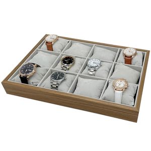 Holz Vorlagebrett für 12 Uhren 3x4 Uhrenkoffer Uhrentablett Uhrenpräsentation Uhrenaufbewahrung Uhrenbox Uhrendisplay Vorzeigetablett Vorlagetablett