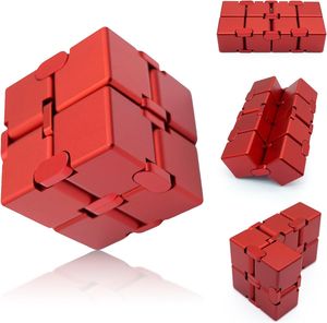 Fidget Cube Neue Version Fidget Fingerspielzeug - Metall Infinity Cube für Stress und Angst Relief / ADHD, Ultra Durable Sensory Geschenke.Rot