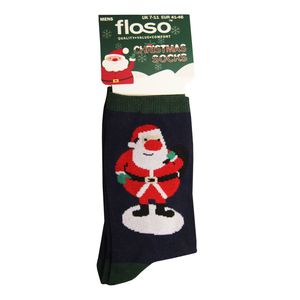 FLOSO - Ponožky pre mužov, Father Christmas, Christmas 1819 (40,5 EU - 45,5 EU) (námornícka modrá)
