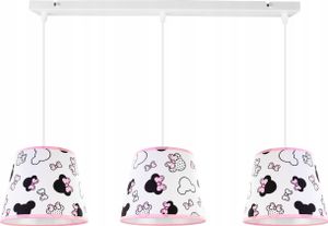 Hängelampe für Kinderzimmer - Deckenlampe - Pendelleuchte aus Metall mit Lampenschirm - Klassisch 3-Flammig, Weiß und Rosa, Minnie
