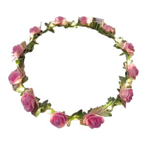 Romantischer leuchtender Kranz LED-Licht Rose Blumen Haarband Kopfschmuck Hochzeit Party Mädchen Geburtstag Favor Leuchtende Haargirlande