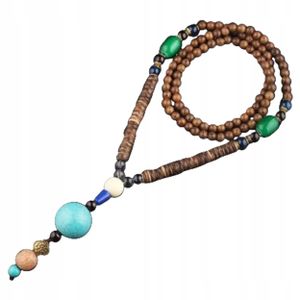 NEPAL Buddhistische Holz-Halskette MALA Amulett Handgemachte Perlen