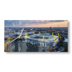 DEQORI Glasuhr 60x30 cm Römisch 'Signal Iduna, Dortmund' Wanduhr Glas Uhr Design leise