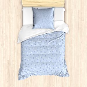 ABAKUHAUS Blumen Mantele, Kleine Retro Blumen, Milbensicher Allergiker geeignet mit Kissenbezügen, 135 cm x 200 cm - 80 x 80 cm, Blau Violett Baby Blue