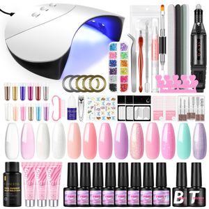 COSCELIA Gel Nagellack Kit mit UV Lampe 36W, 3 Farben*15ML Poly Extension Gel Nägel Set mit Top Base Coat Nail Extension Gelnägel Set Nail Art Nägel