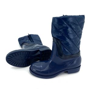 Gummistiefel Hochschaft Daunen Stiefel gesteppt Damen Mädchen Trend Boots Wasserdicht Regenstiefel Typ880 blau 37