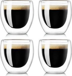 4er Set Mundgeblasene Doppelwandige Thermogläser – Hitzebeständige Latte Macchiato & Kaffeegläser Teeglas, Espresso, Cappuccino 80ml 4er Set Mundgeblasene Doppelwandige Thermogläser – Hitzebeständige Latte Macchiato & Kaffeegläser Teeglas, Espresso, Cappuccino 80ml