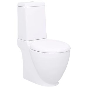 vidaXL WC Keramik-Toilette Badezimmer Rund Senkrechter Abgang Wei?