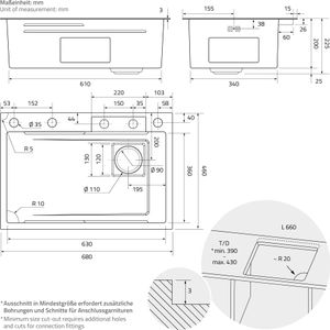 Drez z nehrdzavejúcej ocele ML-Design, antracitový, s výsuvnou batériou
