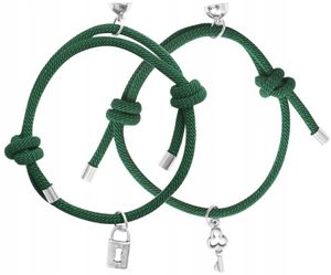 Armbänder - Magnetische Verbindung - Liebe - Freundschaft - Grünes Highlight - Verstellbare Länge - Symbolische Bindung