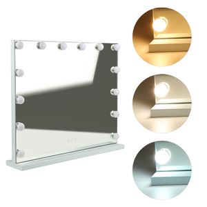 Dazhom® LED Schminkspiegel mit Beleuchtung,Hollywood Spiegel Stehspiegel für Badzimmer Schminktisch 62x52cm