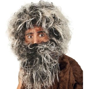 Steinzeit Perücke Neandertaler zottlig mit Bart für Herren