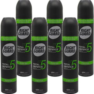 6x Right Guard Deodorant FRESH Total Defence5 250ml Deospray Deo Body Spray