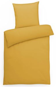 Einfarbige Mako Satin Bettwäsche 135x200 Gold Uni goldene Bettwäsche 135 x 200 - Bettbezug aus gekämmter Baumwolle