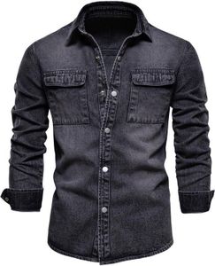 Lässige Jeansjacke aus 100 % Baumwolle für Herren, M, Black