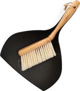 HOMLA Zmiotka BAMBOU i szufelka mała czarna 29x19 cm
