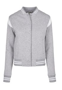Urban Classics Damen Jacke Ladies Organic Inset College Sweat Jacket Grey/White-M