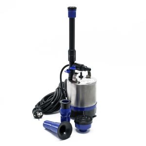 Wiltec Edelstahl Springbrunnenpumpe 50 W 1750 l/h, max. Fontänenhöhe 1,6 m, Teichpumpe inkl. 3 Aufsätze für verschiedene Fontänen, Aquariumpumpe