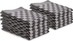 DoubleDry 12er Set Geschirrtücher Baumwolle in 50x70 cm - Schwarz Kariert - Baumwolle -   - Hochwertige Geschirrhandtücher