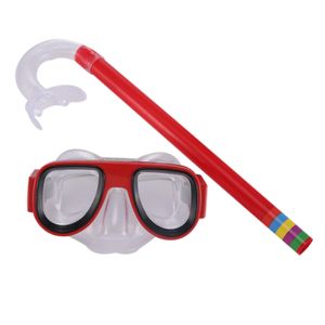 Kinder Schnorchel Set Schwimmbrille mit Trockenschnorcheln für Kinder Taucherbrille Schlauchausrüstung Sportbrille（Rot）