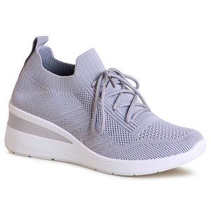 topschuhe24 2401 Damen Keilabsatz Sneaker Halbschuhe, Farbe:Grau, Größe:36 EU