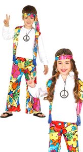 buntes Hippie Kostüm mit Weste für Kinder Gr. 98-146, Größe:98/104