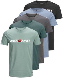 5er Pack Jack & Jones Herren T-Shirts Corp Tee Logo Shirt, 5er-Corp-OPT3-XL