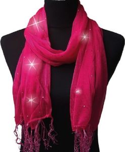 Schal Tuch Stola Damenschal 150cm Glitzer Punkte Fransen pink T7074