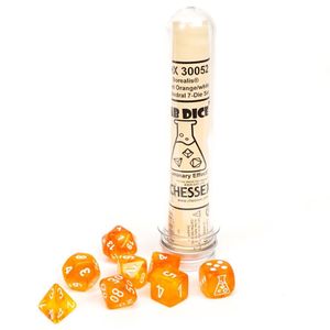 Chessex Borealis Polyhedral Blood Orange/White Luminary Dobbelsteen Set (7 stuks)