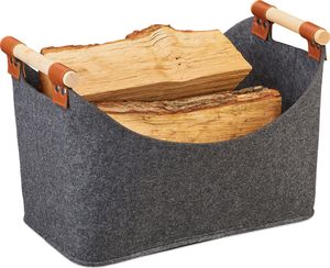 relaxdays Filztasche mit Holzgriffen