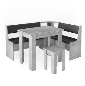 Rímska rohová lavica Livinity®, 150 x 120 cm so stolom, betón/antracit