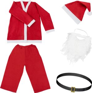 ECD Nemecko 5-dielny kostým Otca Vianoc, jedna veľkosť S-XL, červeno-biely, vrátane vrchného dielu/ nohavíc/ čiapky/ brady/ opasku, vianočné prestrojenie, kostým Santa Clausa pre mužov/dospelých