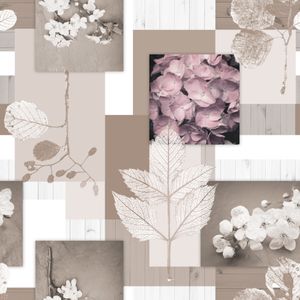 PVC Tischdecke Blossom taupe Wachstuch · Breite & Länge wählbar · abwaschbare Tischdecke ·  weiss Blätter Blüten , Größe:140 x 200 cm