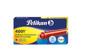 15 Pelikan Großraum Tintenpatronen 4001® / Füllerpatronen / Farbe: brillant-rot