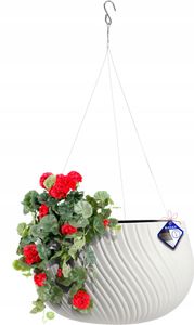 KADAX Hängetopf, Blumenampel mit Kette und Haken, Hängepflanztopf für Rankblumen, Übertopf mit Einsatz, Pflanzen Schutz für Innen- und Außenbereich (? 32 cm, Weiß)