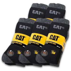 10 Paar CAT® CATERPILLAR THERMO WORK Arbeitssocken wärmende warme Winter Socken Strümpfe Socks Größe 41-45, Schwarz/Grau