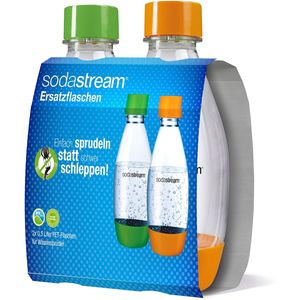 SodaStream PET Flasche Duopack Tropfenform Grün und Orange 500ml