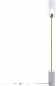 QAZQA - Art Deco Art-Deco-Stehleuchte I Stehlampe I Standleuchte I Lampe I Leuchte aus Messing mit klarem Glas - Rid I Wohnzimmer I Schlafzimmer - Länglich - LED geeignet E27