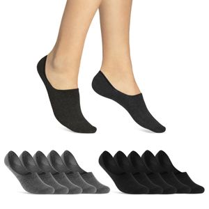 10 Paar Premium Füßlinge aus gekämmter Baumwolle Damen & Herren Footies ohne drückende Naht - 70103T Schwarz/Grau 47-50