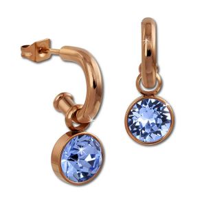 Amello Ohrringe Edelstahl Ohrhänger blau glitzernde Zirkonias rosegold D2ESOS51H