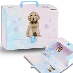 Handarbeitskoffer mit Griff, Handarbeitskoffer für Kinder, Hund A4 9,5 cm