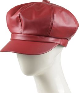Baskenmütze Mütze Einfarbig Hautfreundlicher Vintage All-Match Damen Hut ，Weinrot