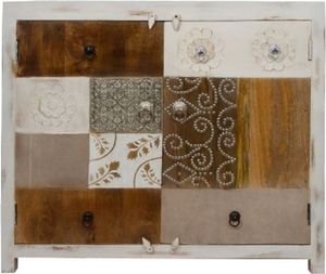 Casa Padrino Landhausstil Kommode mit 2 Türen Antik Weiß / Mehrfarbig 100 x 40 x H. 90 cm - Shabby Chic Möbel