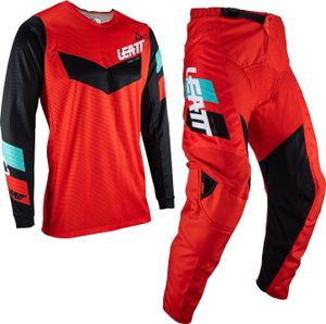 Leatt 3.5 Ride 2023 Motocross Jersey und Hose Set (Red/Black,M)