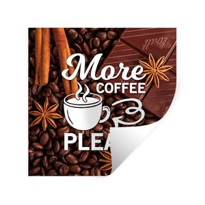 MuchoWow® Wandtattoo Wandsticker Wandaufkleber Kaffee - Mehr Kaffee bitte - Sprichwörter - Zitate 50x50 cm Selbstklebend und Repositionierbar - Selbstklebend - Fototapeten